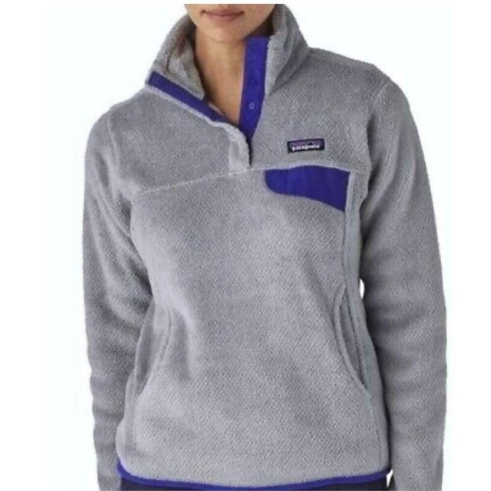 Patagonia re tool fleece gray and purple XS